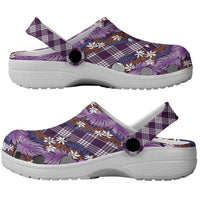Polynesian Monstera Tiare Floral Clogs Shoes Lavender Tropical Plaid - Polynesian Pride