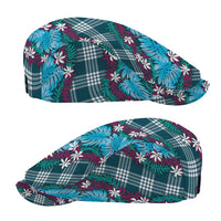 Polynesian Monstera Tiare Floral Jeff Hat Dark Teal Tropical Plaid - Polynesian Pride