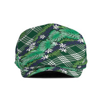 Polynesian Monstera Tiare Floral Jeff Hat Forest Green Tropical Plaid - Polynesian Pride