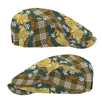 Polynesian Monstera Tiare Floral Jeff Hat Yellow Tropical Plaid - Polynesian Pride