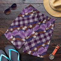 Polynesian Monstera Tiare Floral Shorts for Men Lavender Tropical Plaid - Polynesian Pride