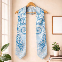Polynesian Pattern With Plumeria Flowers Graduation Stole Blue LT05 One Size Blue - Polynesian Pride