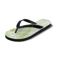 Polynesian Tiare Flower Sage Green Pastel Flip Flops