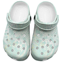 Polynesian Tiare Monstera Seafoam Green Clogs Shoes Liquid Style - Polynesian Pride