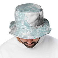 Polynesian Tribal Plumeria Lotu Tamaiti Bucket Hat Pastel Cyan - Polynesian Pride
