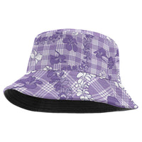 Poni Aloha Hawaii Bucket Hat Plumeria Lei With Palaka Motif - Polynesian Pride
