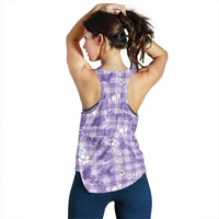 Poni Aloha Hawaii Women Racerback Tank Plumeria Lei With Palaka Motif - Polynesian Pride