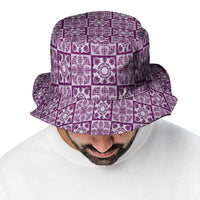 Poni Palaka Quilt Hawaii Bucket Hat Hawaiian Tropical Monstera Sea Turtle