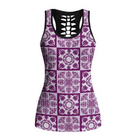 Poni Palaka Quilt Hawaii Hollow Tank Top Hawaiian Tropical Monstera Sea Turtle