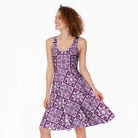 Poni Palaka Quilt Hawaii Midi Dress Hawaiian Tropical Monstera Sea Turtle