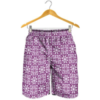 Poni Palaka Quilt Hawaii Shorts for Men Hawaiian Tropical Monstera Sea Turtle