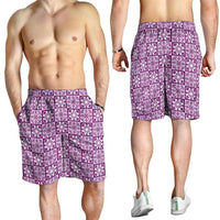 Poni Palaka Quilt Hawaii Shorts for Men Hawaiian Tropical Monstera Sea Turtle