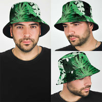 Puakenikeni Maile Lei Bucket Hat Frangipani Green Tropical Leaves