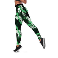 Puakenikeni Maile Lei Leggings Frangipani Green Tropical Leaves
