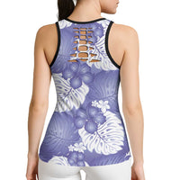 Purple Aloha Hawaii Hollow Tank Top Monstera Hibiscus Plumeria Seamless Vibes - Polynesian Pride