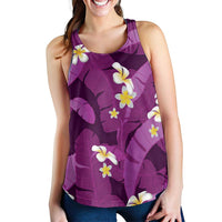 Purple Banana Leaf Hawaii Women Racerback Tank Lau Maia Plumeria Tropical Summer Vibes