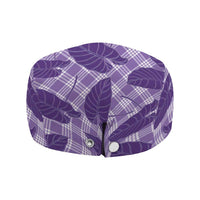 Purple Hawaii Kalo Palaka Motifs Jeff Hat Hawaiian Taro Leaves Elegant Vibes LT14 - Polynesian Pride