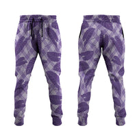 Purple Hawaii Kalo Palaka Motifs Jogger Pants Hawaiian Taro Leaves Elegant Vibes