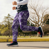 Purple Hawaii Kalo Palaka Motifs Jogger Pants Hawaiian Taro Leaves Elegant Vibes