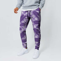 Purple Hawaii Kalo Palaka Motifs Jogger Pants Hawaiian Taro Leaves Elegant Vibes