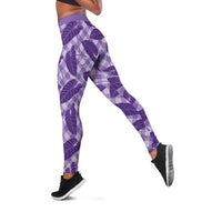 Purple Hawaii Kalo Palaka Motifs Leggings Hawaiian Taro Leaves Elegant Vibes LT14 Purple - Polynesian Pride