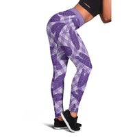 Purple Hawaii Kalo Palaka Motifs Leggings Hawaiian Taro Leaves Elegant Vibes LT14 - Polynesian Pride