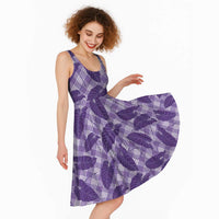Purple Hawaii Kalo Palaka Motifs Midi Dress Hawaiian Taro Leaves Elegant Vibes LT14 - Polynesian Pride