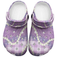 Purple Hawaii Palaka Honohono Pikake Clogs Shoes Hawaiian Orchid Lei Polynesian Pattern - Polynesian Pride