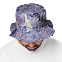 Purple Palaka Crane and Flowers Bucket Hat Japan Heritage Spirit - Polynesian Pride