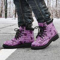 Purple Palaka Hawaii Cowboy All Season Boots Puakenikeni Lei Paniolo Papale Seamless Vibes - Polynesian Pride