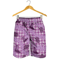 Purple Palaka Hawaii Cowboy Shorts for Men Puakenikeni Lei Paniolo Papale Seamless Vibes LT14 - Polynesian Pride