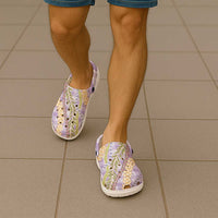 Purple Palaka Hawaii Leis Clogs Shoes Hawaiian-plaid Elegant Tropical Vibes - Polynesian Pride