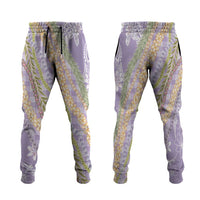 Purple Palaka Hawaii Leis Jogger Pants Hawaiian-plaid Elegant Tropical Vibes - Polynesian Pride