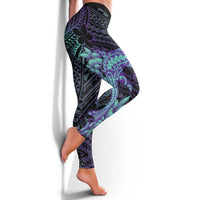 Purple Paradise Hawaii Leggings Hammerhead Shark Tattoo Curve Polynesian - Polynesian Pride
