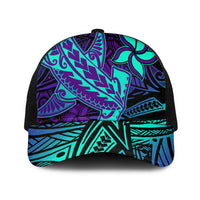 Purple Paradise Polynesian Baseball Net Cap Hawaiian Tribal Hammerhead Shark LT14 One Size Black Purple - Polynesian Pride