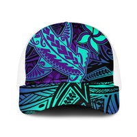 Purple Paradise Polynesian Baseball Net Cap Hawaiian Tribal Hammerhead Shark LT14 One Size White Purple - Polynesian Pride