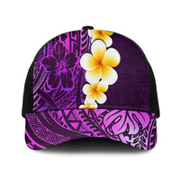 Purple Polynesia Baseball Net Cap Plumeria Tropical Leaves With Galaxy Polynesian Art - Polynesian Pride