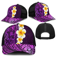 Purple Polynesia Baseball Net Cap Plumeria Tropical Leaves With Galaxy Polynesian Art LT14 - Polynesian Pride