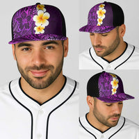 Purple Polynesia Baseball Net Cap Plumeria Tropical Leaves With Galaxy Polynesian Art - Polynesian Pride