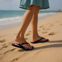 Purple Polynesia Flip Flops Plumeria Hibiscus Tropical Vibes - Polynesian Pride