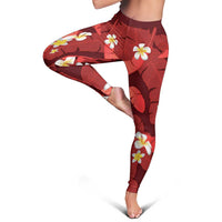 Red Banana Leaf Hawaii Leggings Lau Maia Plumeria Tropical Summer Vibes