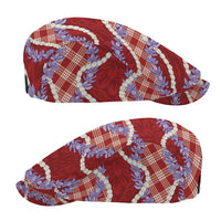 Red Hawaii Palaka Honohono Pikake Jeff Hat Hawaiian Orchid Lei Polynesian Pattern - Polynesian Pride