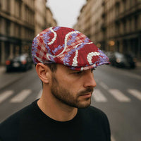 Red Hawaii Palaka Honohono Pikake Jeff Hat Hawaiian Orchid Lei Polynesian Pattern - Polynesian Pride