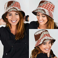 Red Hawaii Tiare and Shell Lei Bucket Hat Hawaiian Palaka Luxury Vibes - Polynesian Pride