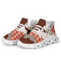 Red Hawaii Tiare and Shell Lei Clunky Sneakers Hawaiian Palaka Luxury Vibes - Polynesian Pride