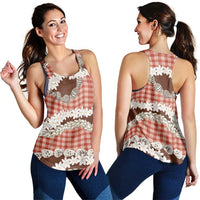 Red Hawaii Tiare and Shell Lei Women Racerback Tank Hawaiian Palaka Luxury Vibes - Polynesian Pride