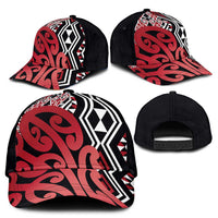 Red New Zealand Classic Cap Aotearoa Kowhaiwhai Mix Taniko Art LT14