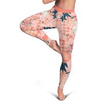 Red Palaka Crane and Flowers Leggings Japan Heritage Spirit - Polynesian Pride