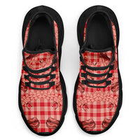 Red Palaka Hawaii Cowboy Clunky Sneakers Puakenikeni Lei Paniolo Papale Seamless Vibes - Polynesian Pride