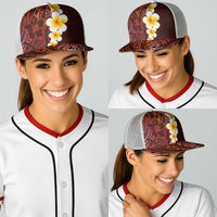Red Polynesia Baseball Net Cap Plumeria Tropical Leaves With Galaxy Polynesian Art LT14 - Polynesian Pride